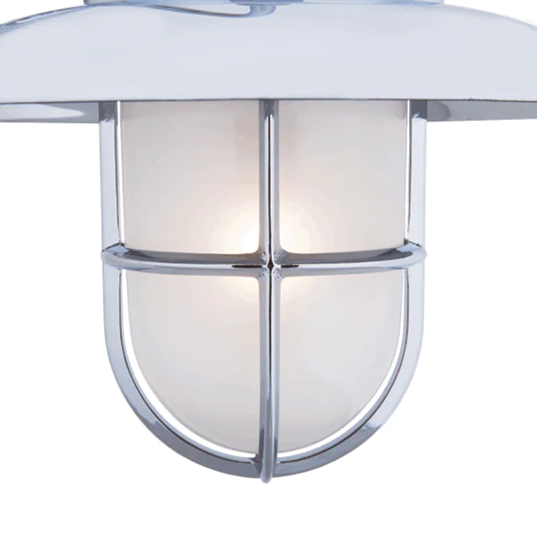 Swan Neck Wall Light Chrome with Frosted Glass (with Hood & Grille)