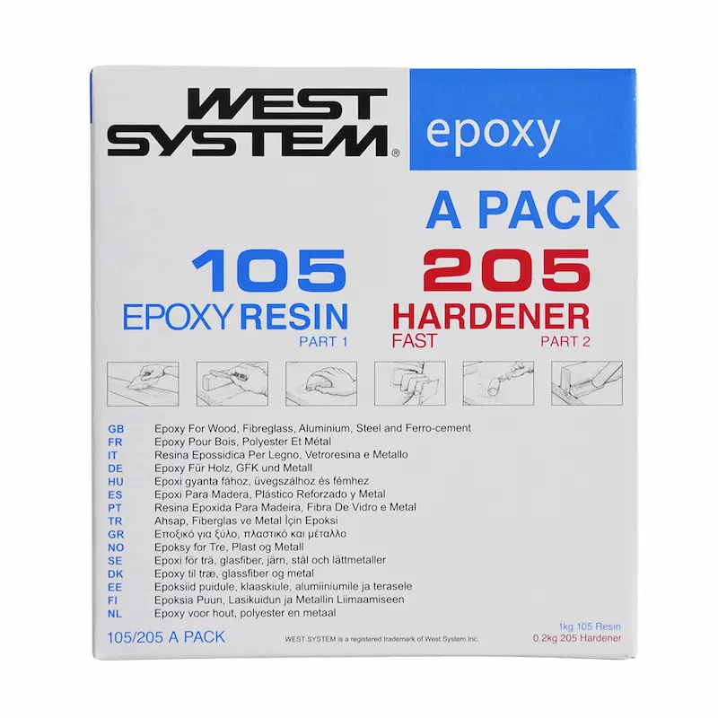 West System Epoxy A Pack 105A Resin and 205A Fast Hardener 1.2kg