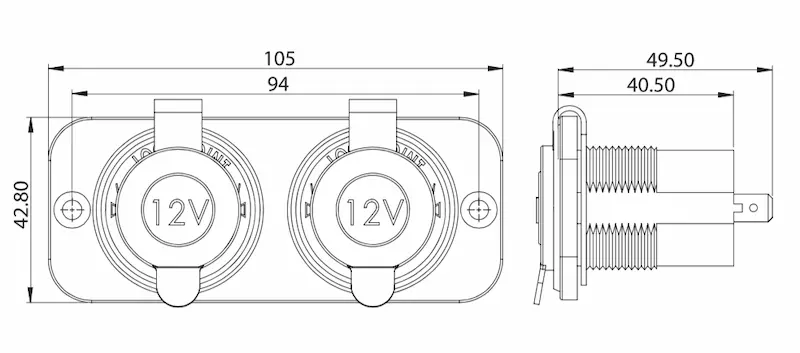 Marine Grade Fast Charging USB Charger Socket & 12v Power Socket YIS AS245PV