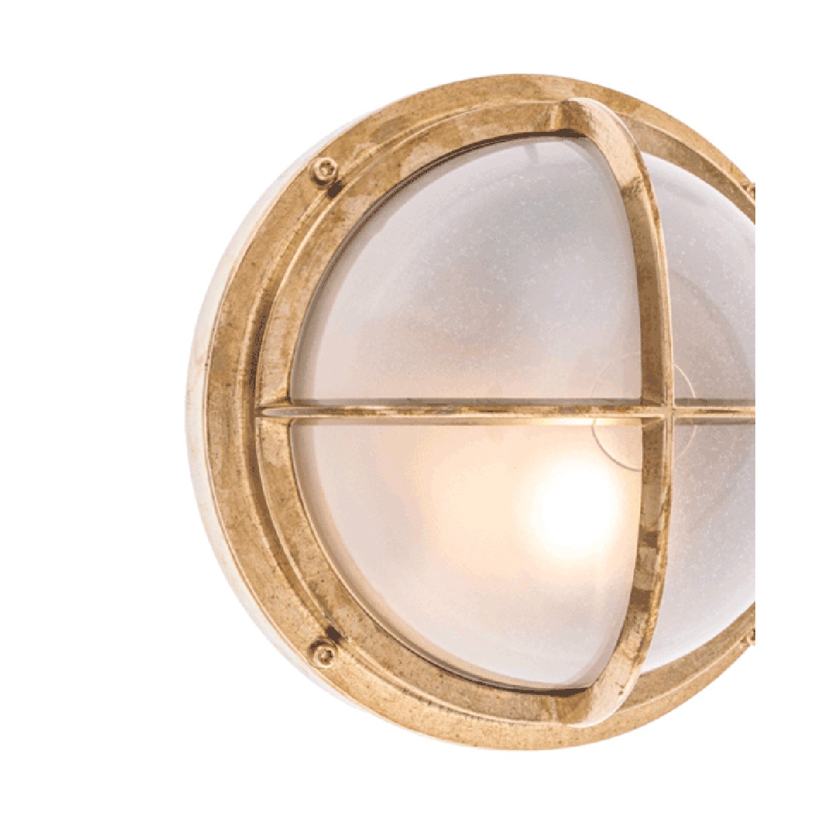 Round Bulkhead Light Brass With Frosted Glass