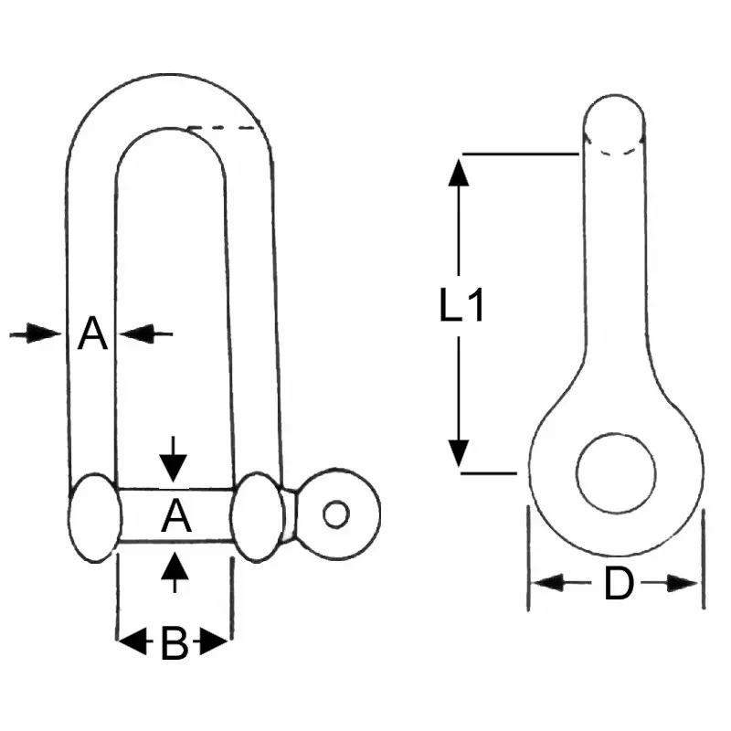 Stainless Steel Long D Shackle
