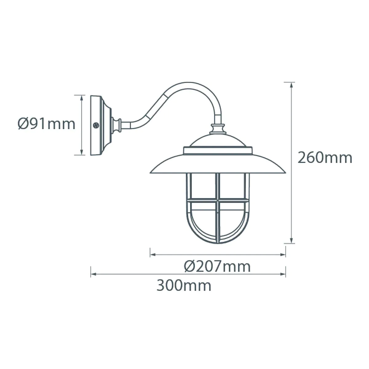 Swan Neck Wall Light Chrome with Frosted Glass (with Hood & Grille)