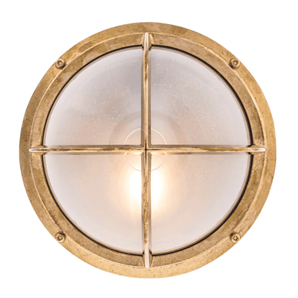 Round Bulkhead Light Brass with Clear Glass