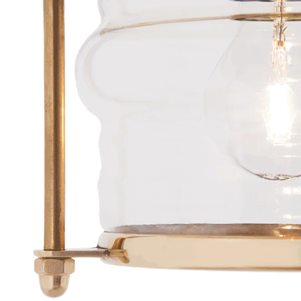 Ceiling Light Brass Clear Glass (with Chain & Ceiling Rose) Mains Voltage