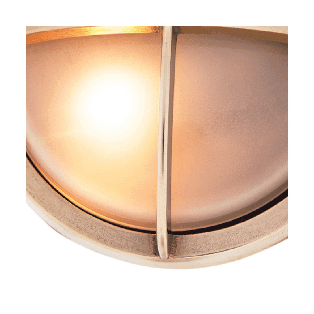 Round Bulkhead Light (With Eyelid) Brass With Frosted Glass