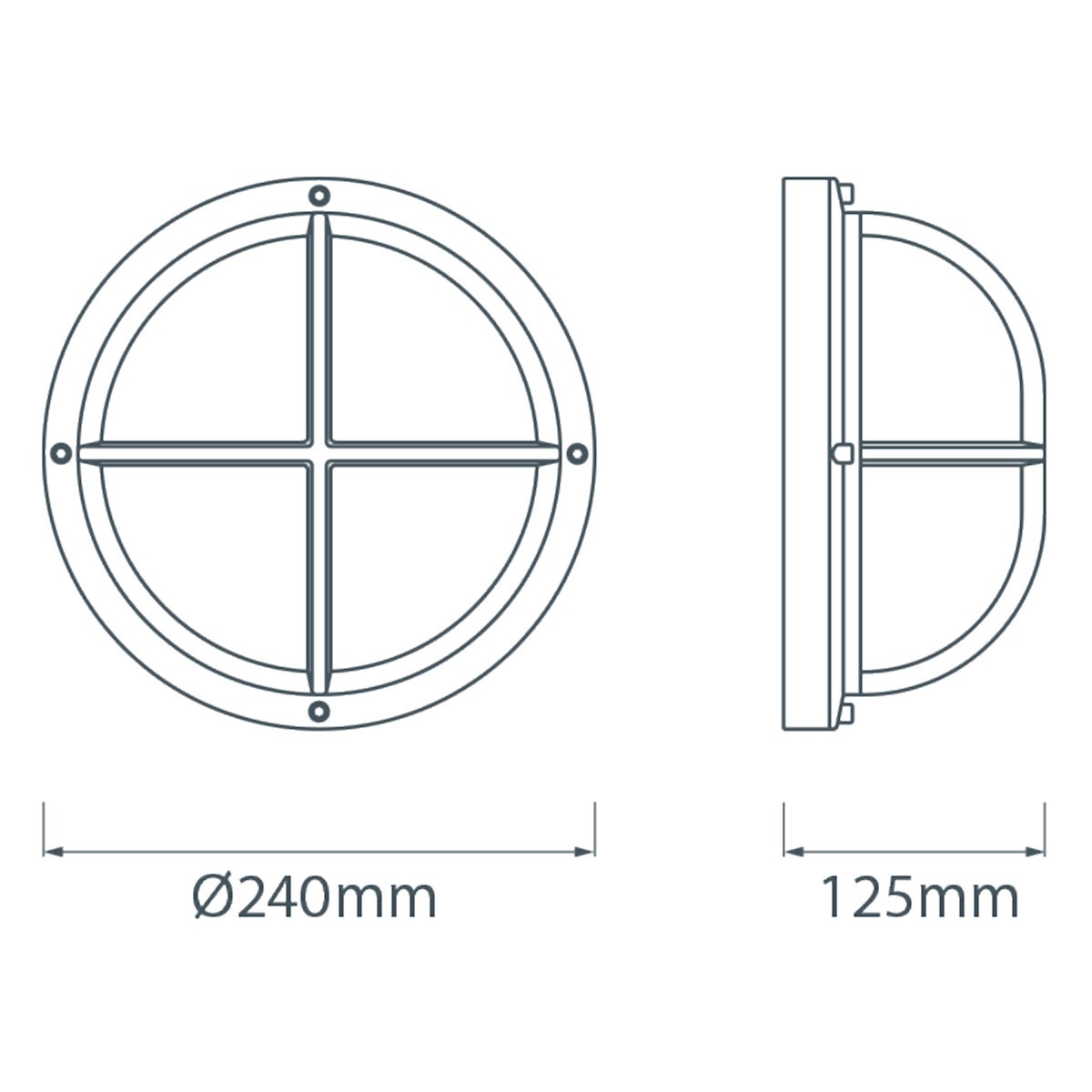 Round Bulkhead Light Brass With Frosted Glass