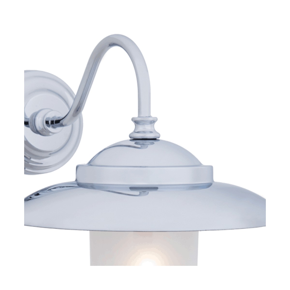 Swan Neck Wall Light Chrome with Frosted Glass (with Hood & Grille)