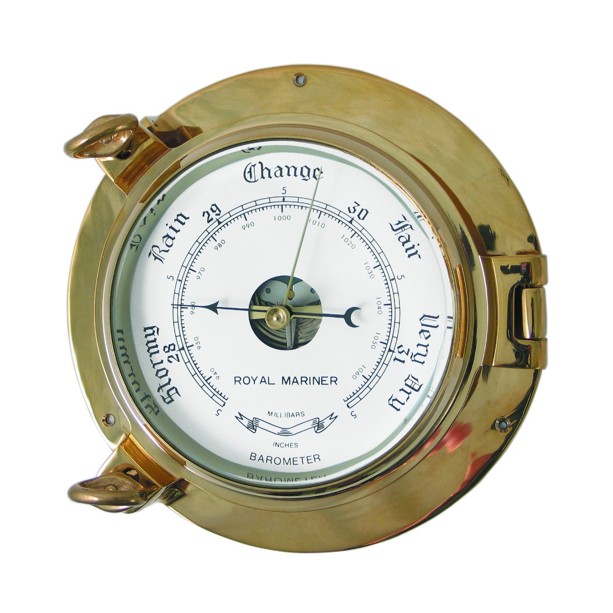Royal Mariner Porthole Barometer 6" Brass