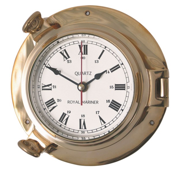Royal Mariner Porthole Clock 6" Brass