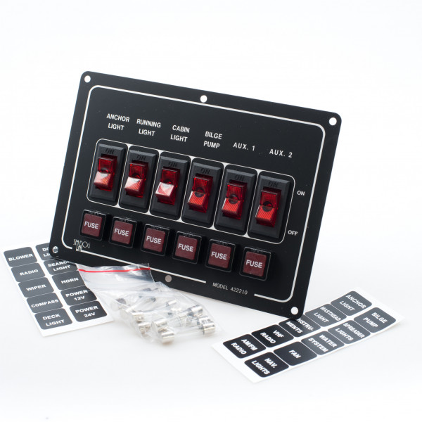 Switch Panel Aluminium 6 Gang Horizontal 12v