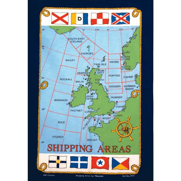 Galley Cloth Tea Towel 'Shipping Areas' Design