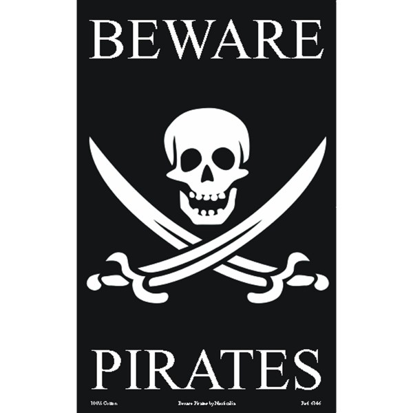 Galley Cloth Tea Towel 'Beware Pirates' Design